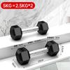 Halteres Hexagonais Revestidos de Ferro Fitness Equipamento Doméstico para Mulheres, Ferro Fundido Sólido Galvanizado, 10 Kg, Força 30 kg