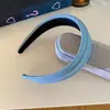 Faixa de Cabeça de Jeans de Alta Qualidade Coreana com Aba Larga para Mulheres com Parte Superior Alta do Crânio, Faixa de Cabeça Retro com Cabelo Pressionado, Acessório de Cabeça Simples, Elegante e Versátil