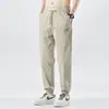 Pantalones Casuales Finos de Seda de Hielo para Hombre de Verano, Marca de Moda Estilo Coreano Deportivo Versátiles de Pierna Larga, Pantalones Jogger Negros de Secado Rápido 2026
