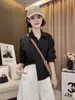 Camisa de moda con cuello estilo coreano para mujer, nuevo modelo primavera y otoño 2026, corte irregular holgado, adelgazante, versátil, elegante y rejuvenecedor