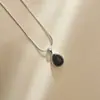 Colar Pingente Estilo Tiki Coreano Prata de Lei S925 Ônix Preto Feminino Design de Alto Nível Estilo Frio da Internet Corrente Osso de Cobra
