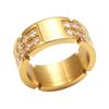 Conjunto de Brincos Argola em Aço Titânio Estilo Europeu e Americano Qualidade Transfronteiriça Design de Nicho Zircônia Dourado Pedra Gravada em CNC Anel