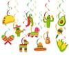 Colgante en espiral para decoración de interiores de fiestas temáticas de carnaval mexicano, estilo cactus y tacos de chile.