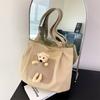 Bolsa de ombro feminina estilo coreano 2024 outono e inverno nova bolsa de lona bolsa de lona de urso fofo bolsa grande bolsa tote