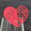 Banquete de Fiesta de Bodas Mariposa Forma de Corazón Copa de Vino Tinto Tarjeta de Inserto de Papel Compromiso Feliz Tarjeta Roja con Corazón Fábrica Stock Listo