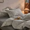 Juego de cuatro piezas de algodón lavado jacquard retro nórdico estilo Ins 1.5m 1.8m 100% algodón funda de edredón ropa de cama