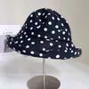 Chapéu de pescador retrô clássico japonês com bolinhas e aba enrolada para mulheres, para afinar o rosto no verão, dobrável, com proteção solar, chapéu de tecido com proteção solar, moderno