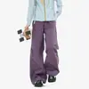 Pantalones de senderismo para exteriores de color negro con franjas de contraste y bolsillos con cremallera fluorescente, pantalones de montañismo impermeables de pierna ancha con cordón para hombre y mujer