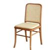 Silla Nórdica de Lujo de Entrada de Madera Maciza y Ratán, Silla de Restaurante Cafetería para el Hogar con Respaldo, Silla de Comedor de Ratán Moderna Simple de Estilo Japonés