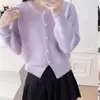 Nuevo Suéter de Punto de Cuello Redondo Delgado de Alta Gama Estilo Coreano Otoño/Invierno Nuevo Estilo Corto Top Básico de Temperamento para Mujer