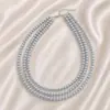 Collar redondo de perlas de vidrio de tres capas para mujer, estilo retro, cadena de clavícula, collar multicapa, gargantilla