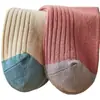 Calcetines Retro de Dos Rayas de Moda para Mujer hasta la Pantorrilla para Primavera y Otoño, Empacados Individualmente, Calcetines de Rayas con Bloques de Color Simples Fabricante