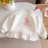 Nuevo Top de Manga Larga con Estampado de Dibujos Animados Dulce con Borde de Encaje para Bebé Niña, Sudadera Linda Holgada de Moda