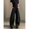 Linyiluck/Pantalones Negros de Acero Limpio de Gama Alta Americana para Hombre, Holgados, Casuales, de Pierna Ancha, tipo Hoz