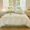 Conjunto Minimalista de Quatro Peças Classe A Estilo Ins Roupa de Cama Doméstica Lençol Capa de Edredom Algodão Lavado Gaze de Camada Dupla Capa de Colcha Roupa de Cama Jdzt