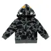 Marca de moda transfronteriza 2024 Sudadera con capucha de cabeza de tiburón para niños y niñas Sudadera con cremallera estampada en 3D Camuflaje Ropa familiar