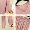 Conjunto Casual de Dos Piezas para Mujer Verano V-Neck Conjunto de Pijama Ropa de Casa Se Puede Usar Afuera Delgado Casual Modal Manga Corta