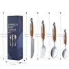 Venta al por mayor Medio Oriente Transfronterizo Acero Inoxidable Vajilla Imitación Madera Mango Cuchillo, Tenedor y Cuchara Set de 12 Piezas Estilo Occidental Vajilla Caja de Regalo Set