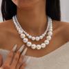 Amazon Cross-border Moda Elegante Imitação Pérola Colar Brincos terno Mulheres Francês Nicho High-end Jóias terno