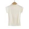 Camiseta Básica Ajustada de Manga Corta con Medio Cuello Alto Estilo Europeo y Americano Verano Pura Tentación Chica Atrevida Top Corto Marca de Moda para Mujer
