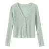 Cárdigan de Punto Dulce de Verano con Mangas Largas y Volantes, Cuello en V Delgado, Camisa Casual Protectora del Sol 502 Ropa Protectora del Sol para Mujer Verano