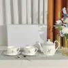 Venta Directa Transfronteriza Juego de Cafetera de Porcelana Hueso Cafetera Taza de Café con Cuchara Simple Lujo Ligero Serie Flor de los Valles de la Suerte