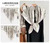 Bufanda Cuadrada Reino Secreto Estrellado de Otoño e Invierno, Bufanda de Seda de 14 Momme, Regalo de Alta Gama para Mujeres, Bufanda de Seda Genuina, Bufanda de Cuello de Moda
