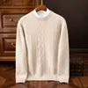 Nuevo Suéter Retro de Cachemira para Hombre Engrosado Cuello Redondo Holgado Casual Cable de Punto para Adultos Suéter de Lana Prendas de Punto Capa Base