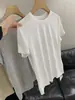 Camiseta Básica Sencilla de Verano para Mujer, Cuello Redondo, Manga Corta Holgada, Lyocell Algodón, Capa Base Delgada para Principios de Otoño