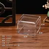 8X8X6Cm Em Estoque Acrílico Ps Transparente Plástico de Grau Alimentício Quadrado Caixa Doce Quadrado Caixa de Armazenamento Feito Sob Medida