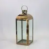 Lampião de Vento Estilo Europeu Suporte de Vela de Aço Inoxidável Lanterna de Vidro Dourada Lâmpada à Prova de Vento Lâmpada de Manteiga para Exterior Ornamento de Decoração