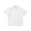 Camiseta de Manga Corta Desestructurada Estilo Americano Resistente para Hombre, Marca de Moda, Nuevo Modelo de Verano, Cuello Camisero Plegable Patchwork, Top Gris