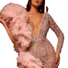 Moda Femenina Europea y Americana Primavera 2025 Vestido Sexy de Lentejuelas de Manga Corta Falda Larga Vestido Transfronterizo Falda Larga Plisada