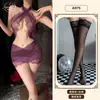 Juyou Puro Desejo Lingerie Erótica Feminina Sexy Justa com Amarração no Pescoço Renda Uniforme de Secretária Conjunto de Vestido Longo de Gaze Macia Bodycon