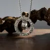 Collar de Doble Anillo con Palabras Verdaderas de Seis Caracteres para Hombre, Cadena para Clavícula de Estilo Frío Moderno, Colgante de Anillo Hueco de Plata Tailandesa de Imitación Retro