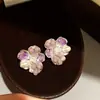 Aretes de Flor con Perlas y Zirconias en Plata, Diseño Fresco Pequeño, Aretes Retro de Lujo Ligero