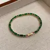 Pulsera de circón esmeralda vintage con microincrustaciones de cobre para mujer, pulsera para novias, estilo coreano, temperamento de lujo ligero, pulsera estilo celebridad de internet