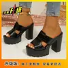 Pantuflas Ligeras de Tacón Grueso Verano 2026 Impermeables de Plataforma con Tacón Alto y Punta Abierta Talla Grande de Moda Sandalias de Deslizamiento para Exteriores