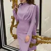 2026 Europeu e Americano Comércio Exterior Outono Nova Moda Elegante Cintura Marcada Estiloso Cor Sólida Manga Longa Vestido Atacado