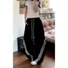 Pantalones Casuales Vintage de Tres Rayas para Mujer Primavera/Verano 2026 Delgados Talla Grande Corte Holgado Pantalones Deportivos de Chándal Pantalones de Pierna Ancha Largos hasta el Piso