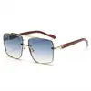 Nuevas Gafas de Sol de Moda para Hombre con Doble Puente y Patas de Imitación Madera Clásicas Versátiles Casuales Tendencia Anti-UV