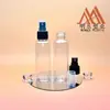 Botella PET plana redonda personalizada de 120 ml con varios tipos de tapas, botella para hidrosol cosmético, botella para aceites esenciales, botella de viaje rellenable