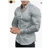 Camisa Nueva de Manga Larga para Hombre Otoño Primavera Cross Europe Estampado 3D Casual de Negocios Sin Planchar Color Sólido Camisa con Cuello