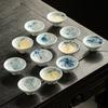 Taza de té china azul y blanca pintada a mano Juego de té Kung Fu Color bajo cubierta Cerámica Taza de té pequeña Taza cubo para el hogar 35ml Taza para invitados