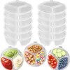 Caja de almacenamiento de alimentos de doble compartimento para snacks y frutas, recipiente pequeño de alimentos de dos compartimentos, caja de salsa desechable para refrigerador, vaso de salsa para llevar