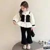 Ropa Infantil Conjunto de Ropa de Primavera para Niñas 2026 Nuevo Estilo para Bebés de 1 a 3 Años Conjunto de Dos Piezas Camisa con Parches y Pantalones Acampanados