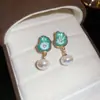 Brincos de Pérola com Gotejamento de Óleo Vintage, Estilo Artístico Retro de Pintura a Óleo, Brincos de Luxo Leve, Joias de Moda de Alta Qualidade