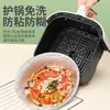 Bandeja de papel para barbacoa engrosada de grado alimenticio para freidoras de aire, papel de aluminio redondo, tazón desechable de papel de aluminio para cocina