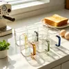 Taza de té de cristal cuadrada con mango de color, resistente al calor, para uso doméstico individual, taza para degustación de té, taza transparente para té verde, resistente al calor, para café y leche