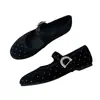 Primer Encuentro con los Nuevos Zapatos de Mujer Estilo Francés, Zapatos Planos de Ballet Diseño Retro, Zapatos Mary Jane de Boca Baja con Pedrería